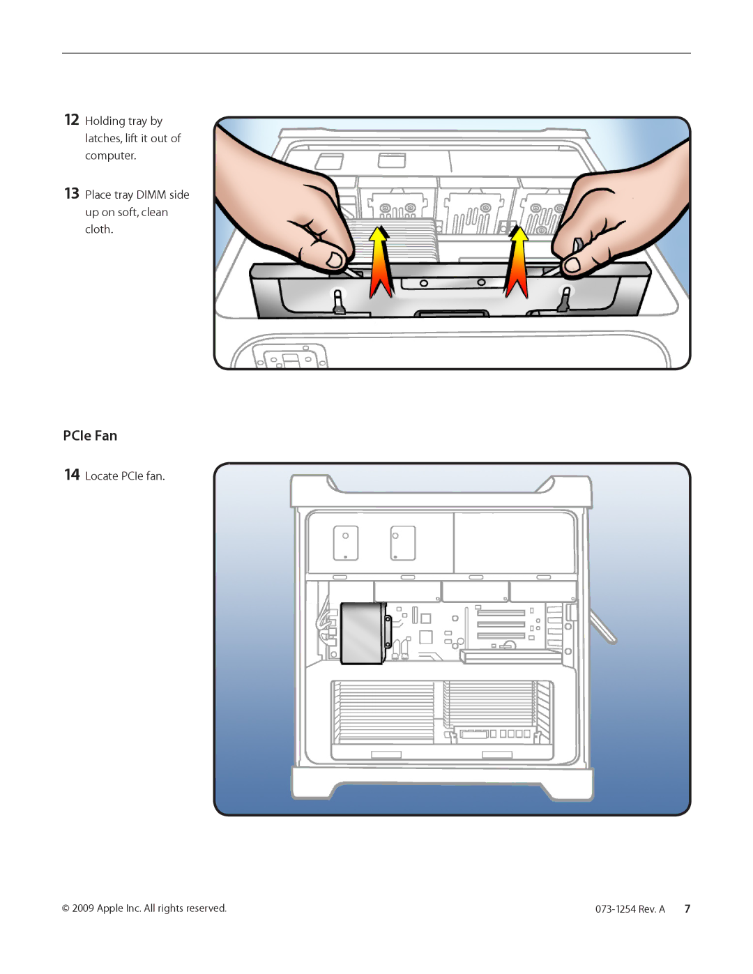 Apple Processor Cage Fans, Front and Rear warranty PCIe Fan, Locate PCIe fan 