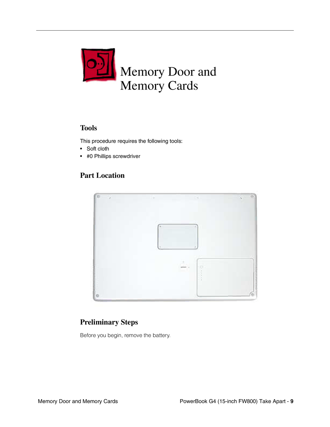 Apple FW800 manual Memory Door Memory Cards 