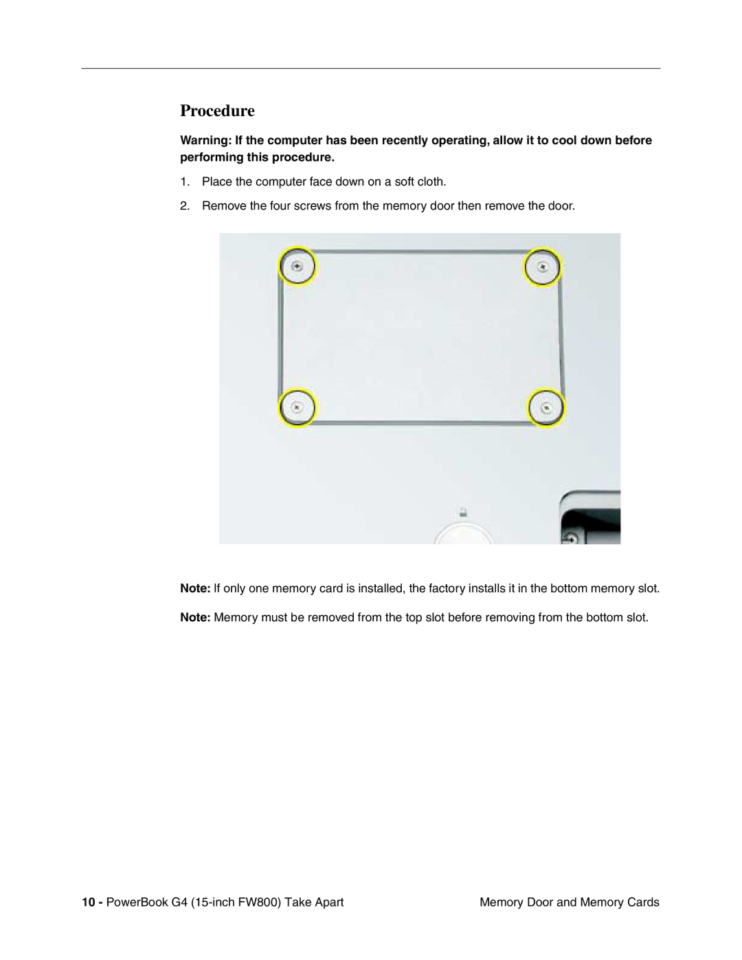 Apple FW800 manual Procedure 