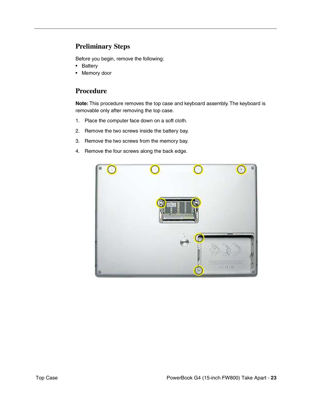 Apple FW800 manual Before you begin, remove the following Battery Memory door 