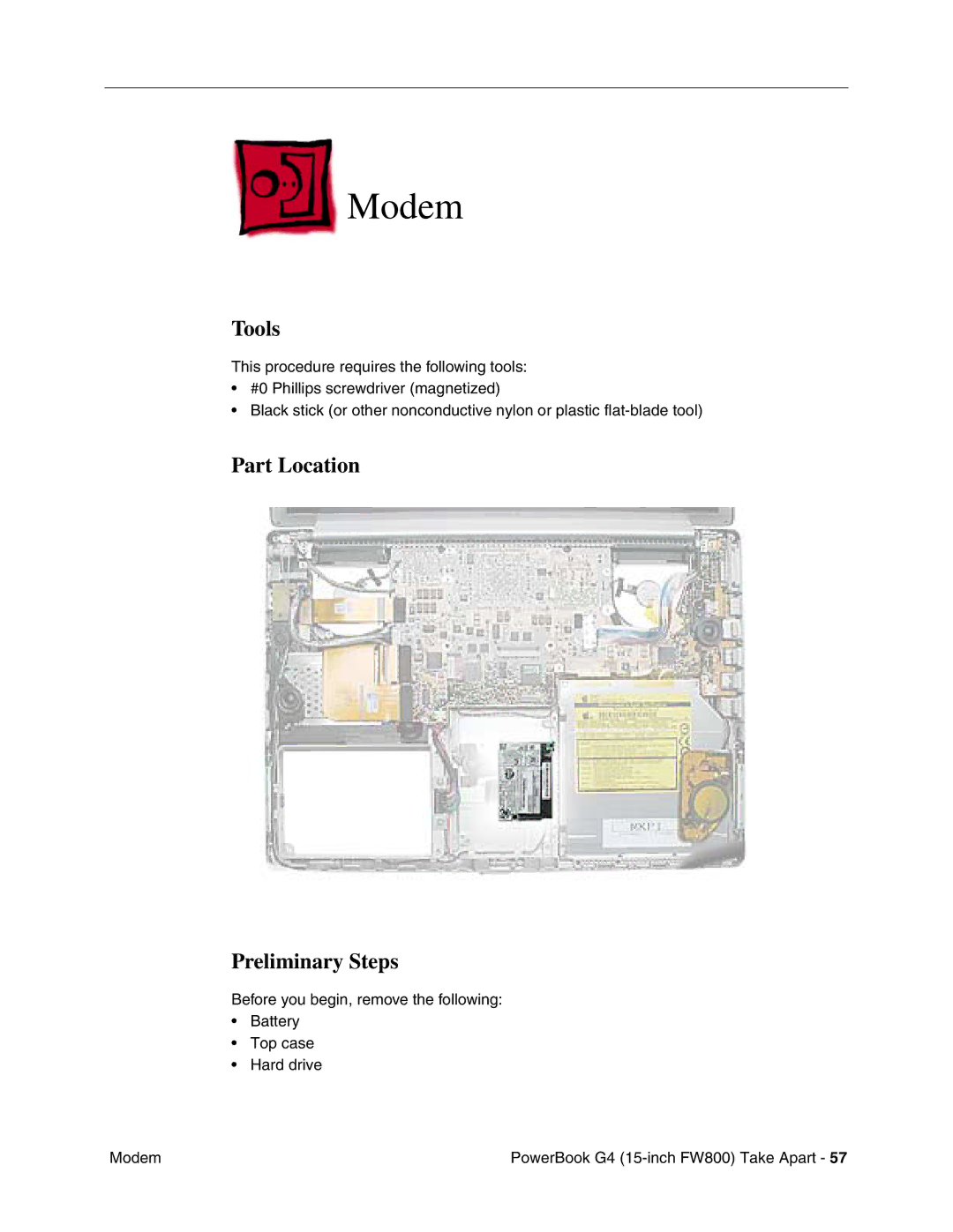 Apple FW800 manual Modem, Tools 