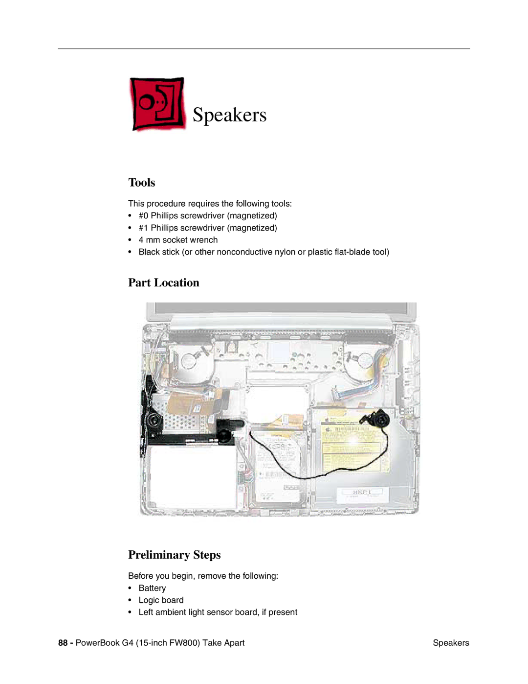 Apple FW800 manual Speakers, Tools 