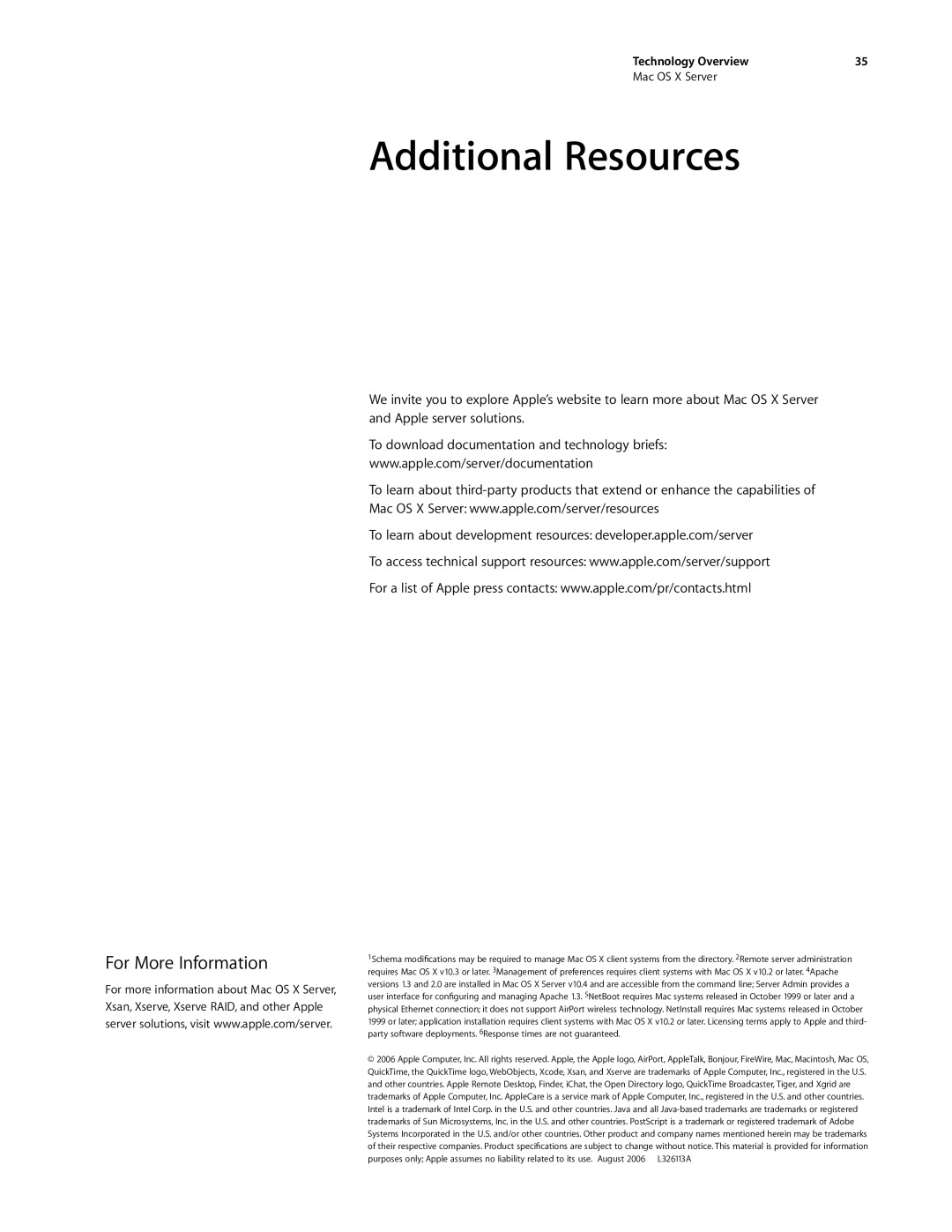 Apple G0442 manual Additional Resources, For More Information 