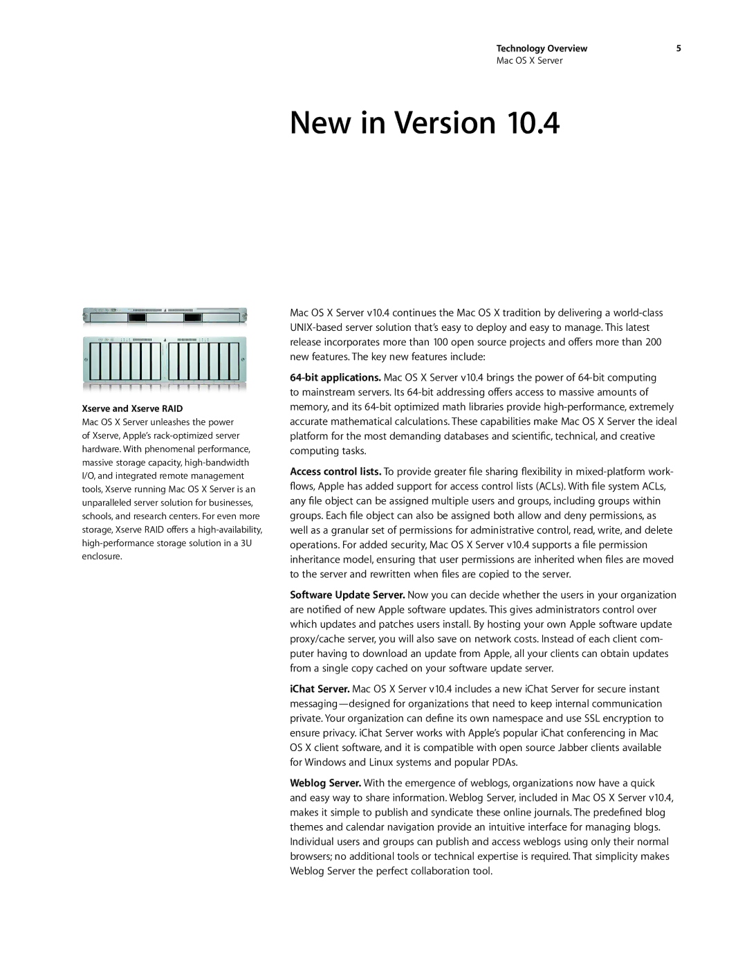 Apple G0442 manual New in Version, Xserve and Xserve RAID 