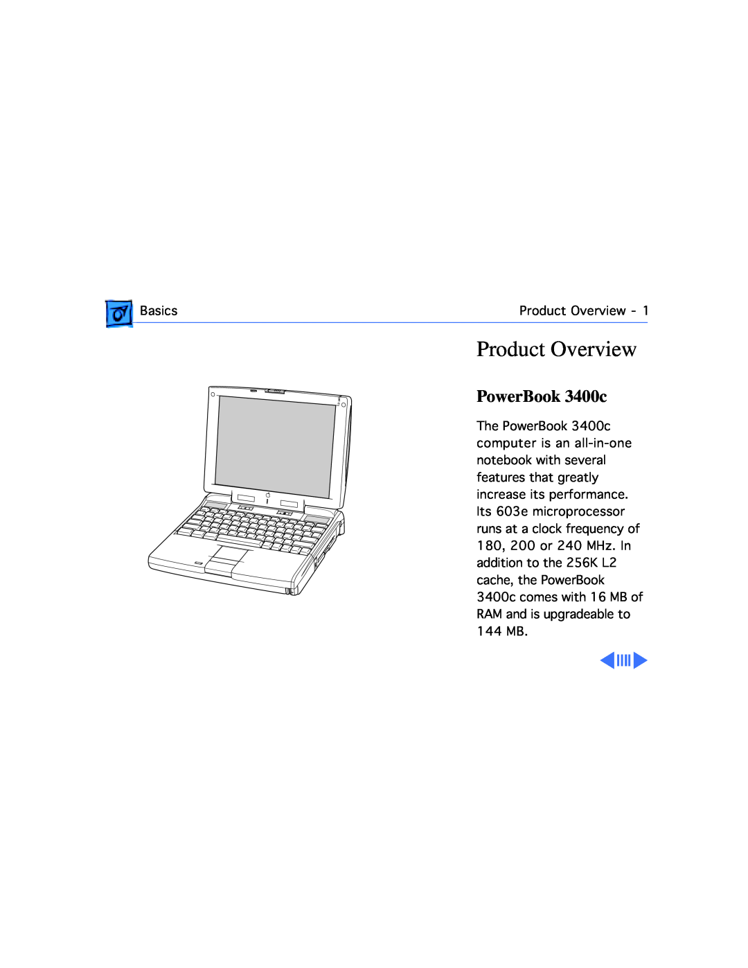 Apple 3400C/200, G3 manual Product Overview, PowerBook 3400c, Basics 
