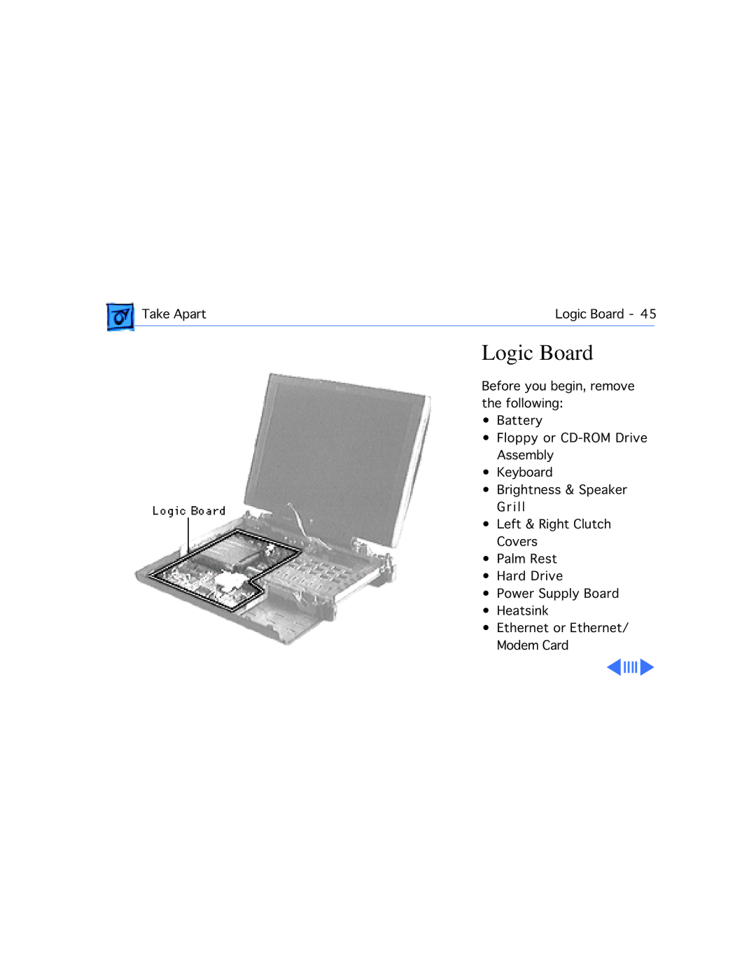 Apple G3, 3400C/200 manual Take ApartLogic Board 