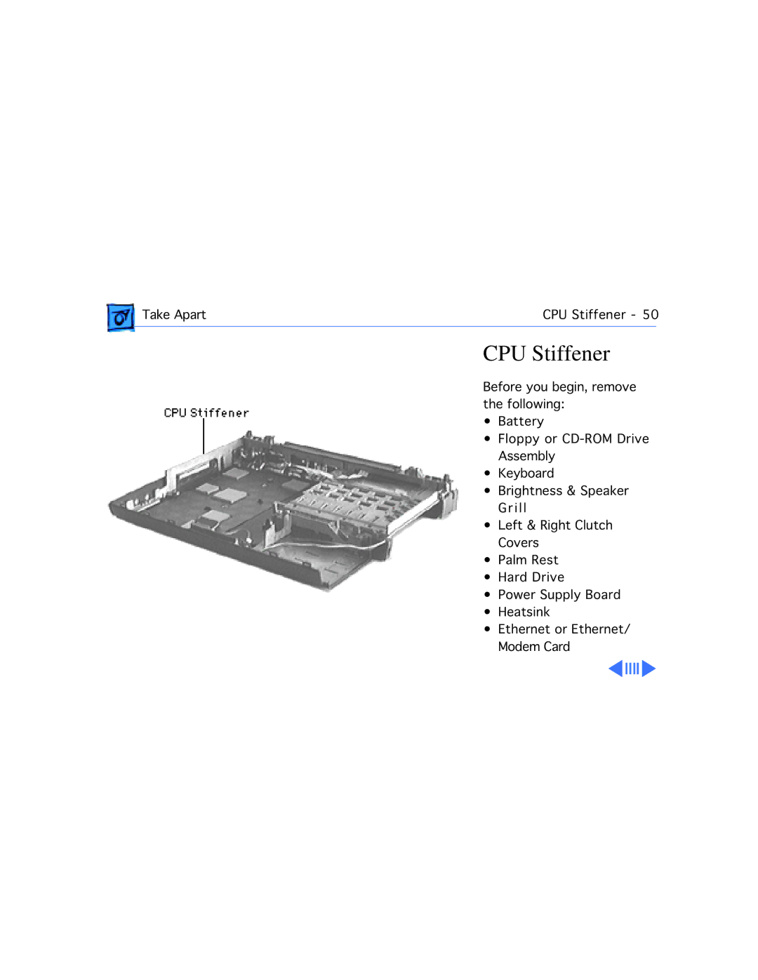 Apple 3400C/200, G3 manual CPU Stiffener 