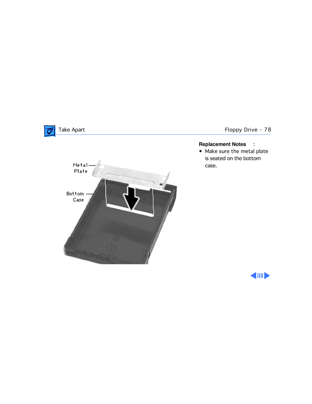 Apple 3400C/200, G3 manual Make sure the metal plate 