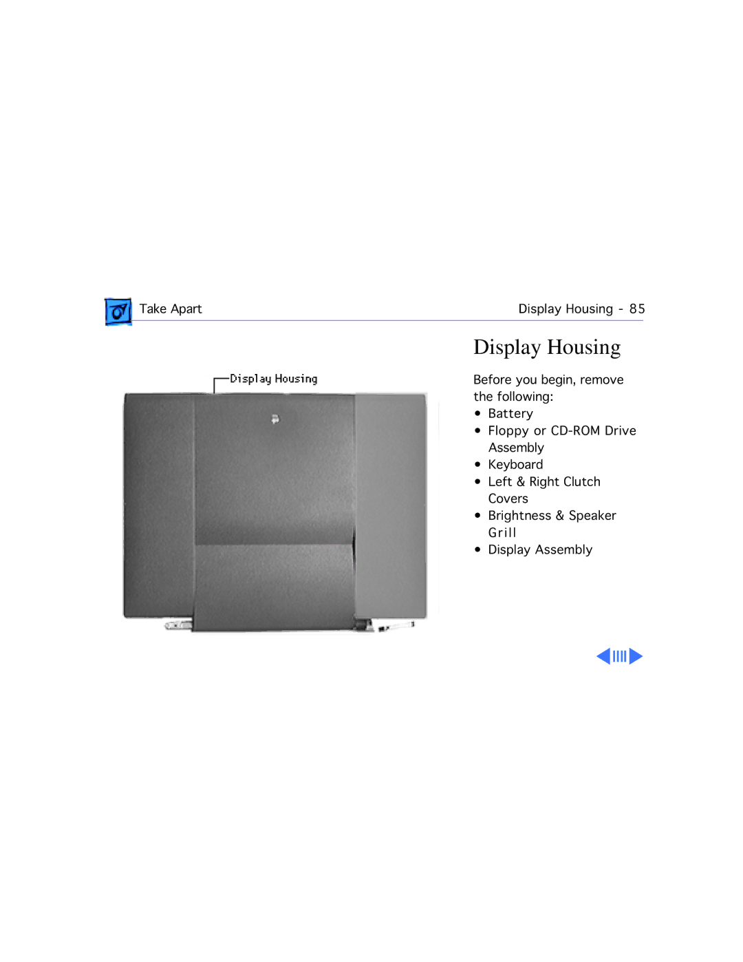 Apple G3, 3400C/200 manual Display Housing 