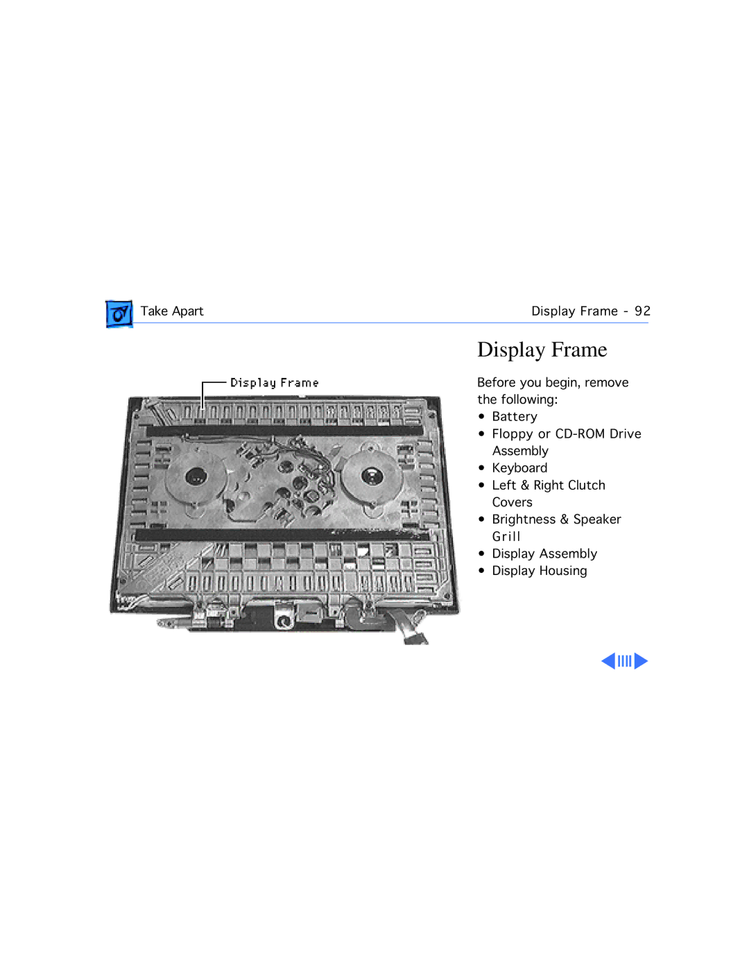 Apple 3400C/200, G3 manual Display Frame 