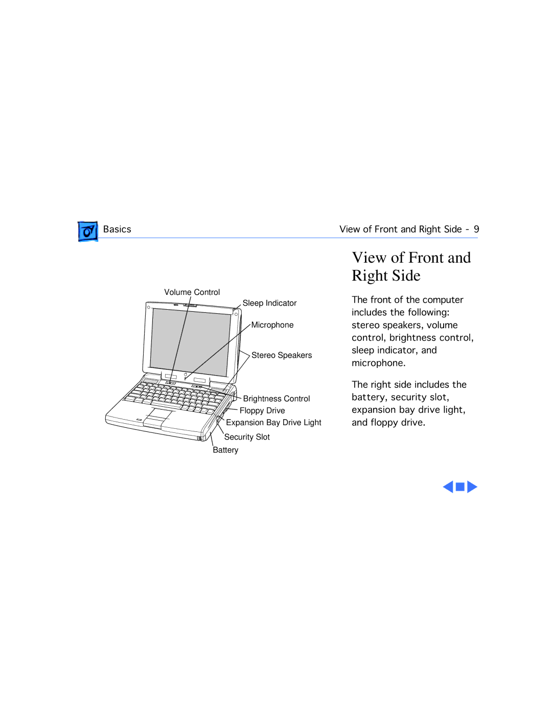 Apple 3400C/200, G3 manual Basics View of Front and Right Side 