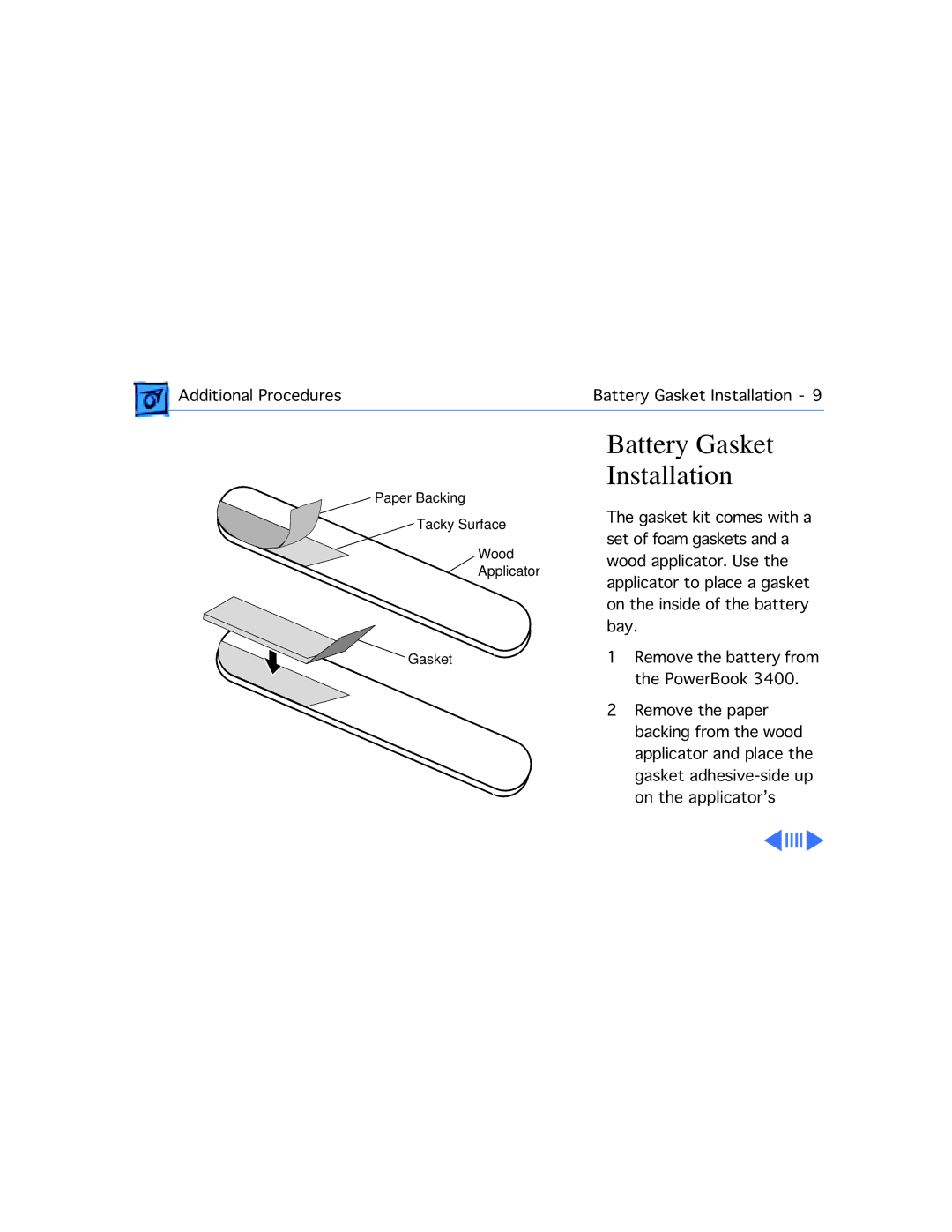 Apple G3, 3400C/200 manual Battery Gasket Installation 