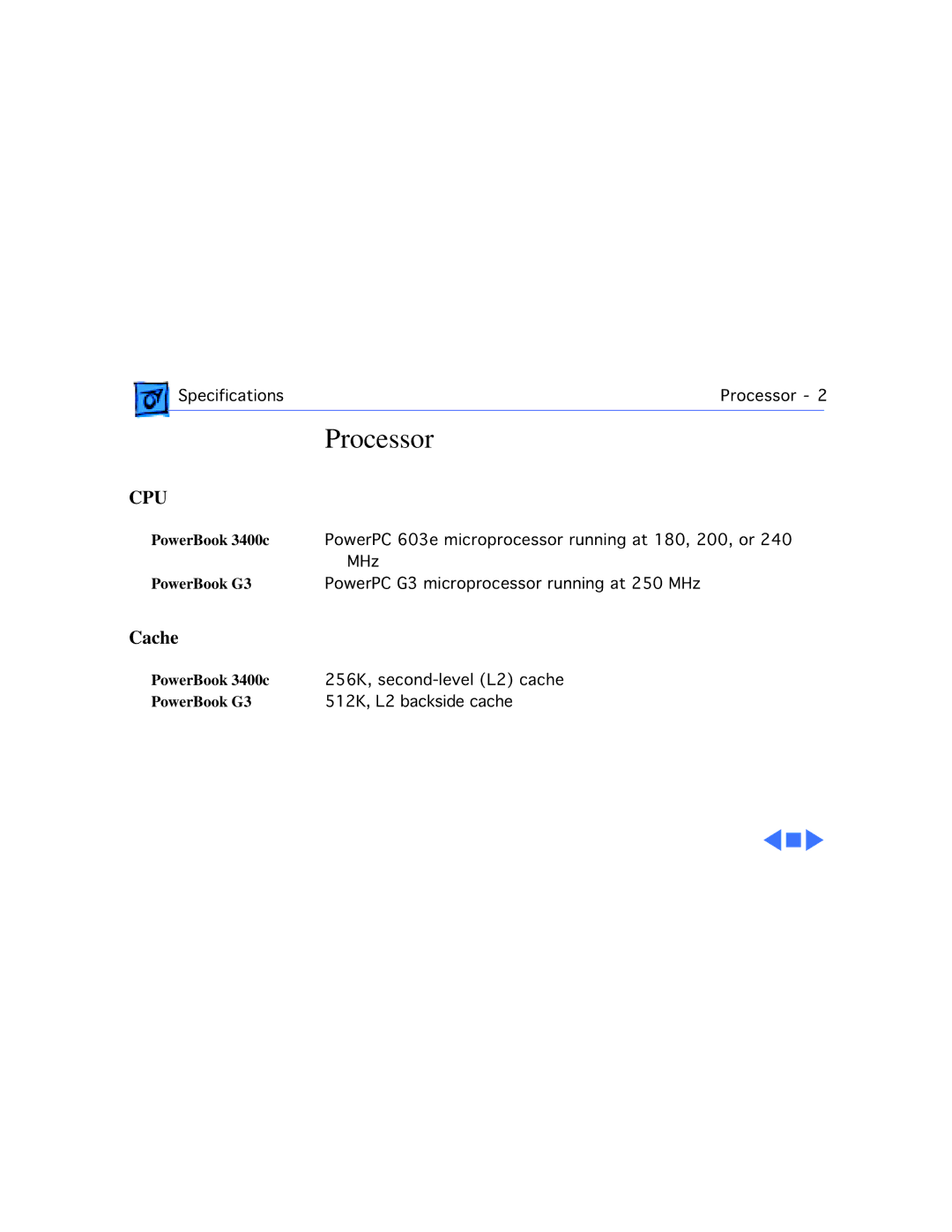 Apple G3, 3400C/200 manual Processor, Cpu 