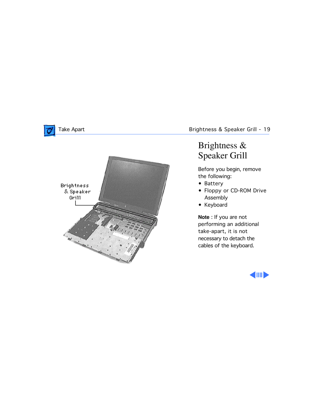 Apple G3, 3400C/200 manual Brightness Speaker Grill 