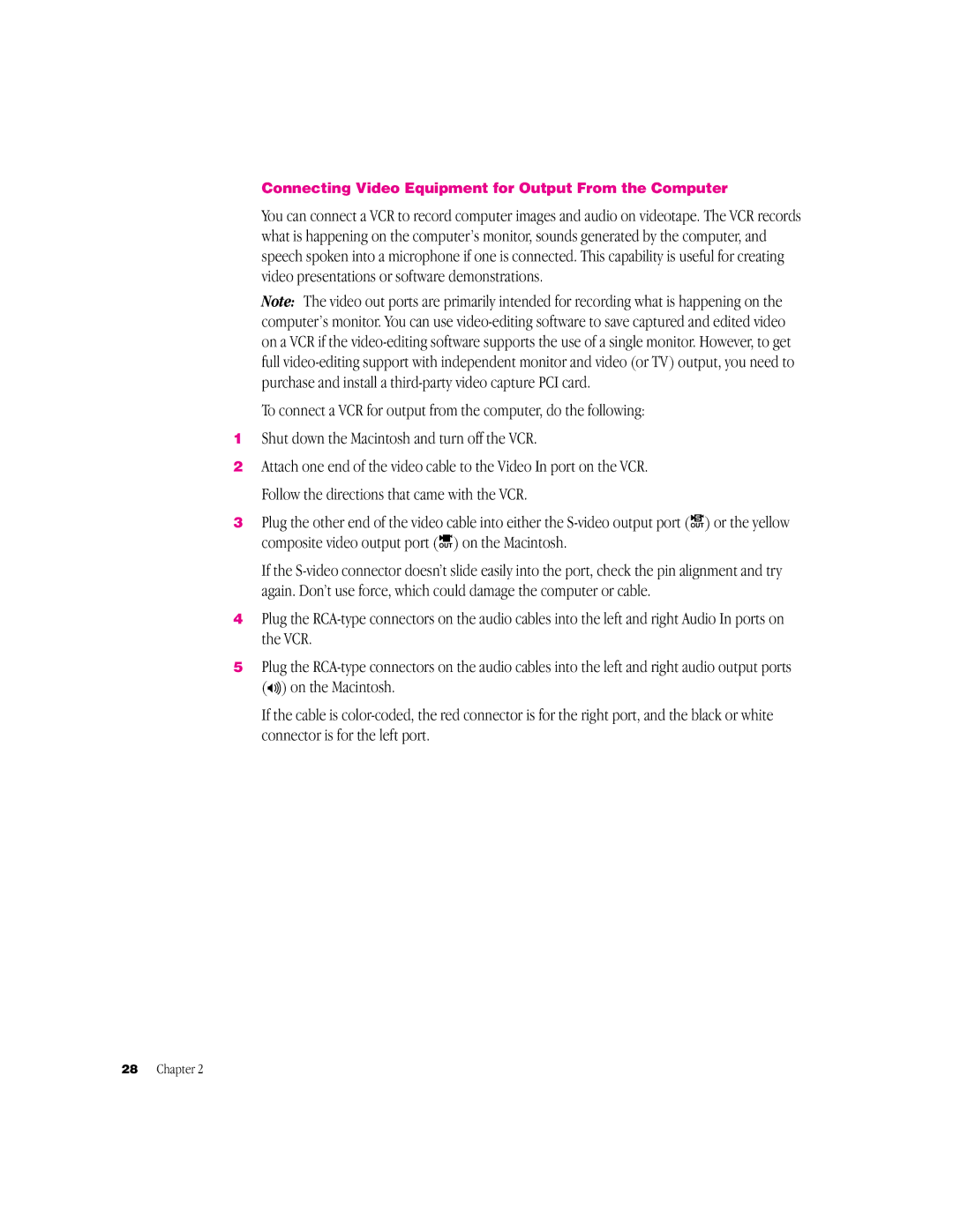 Apple G3 Minitower manual Connecting Video Equipment for Output From the Computer 