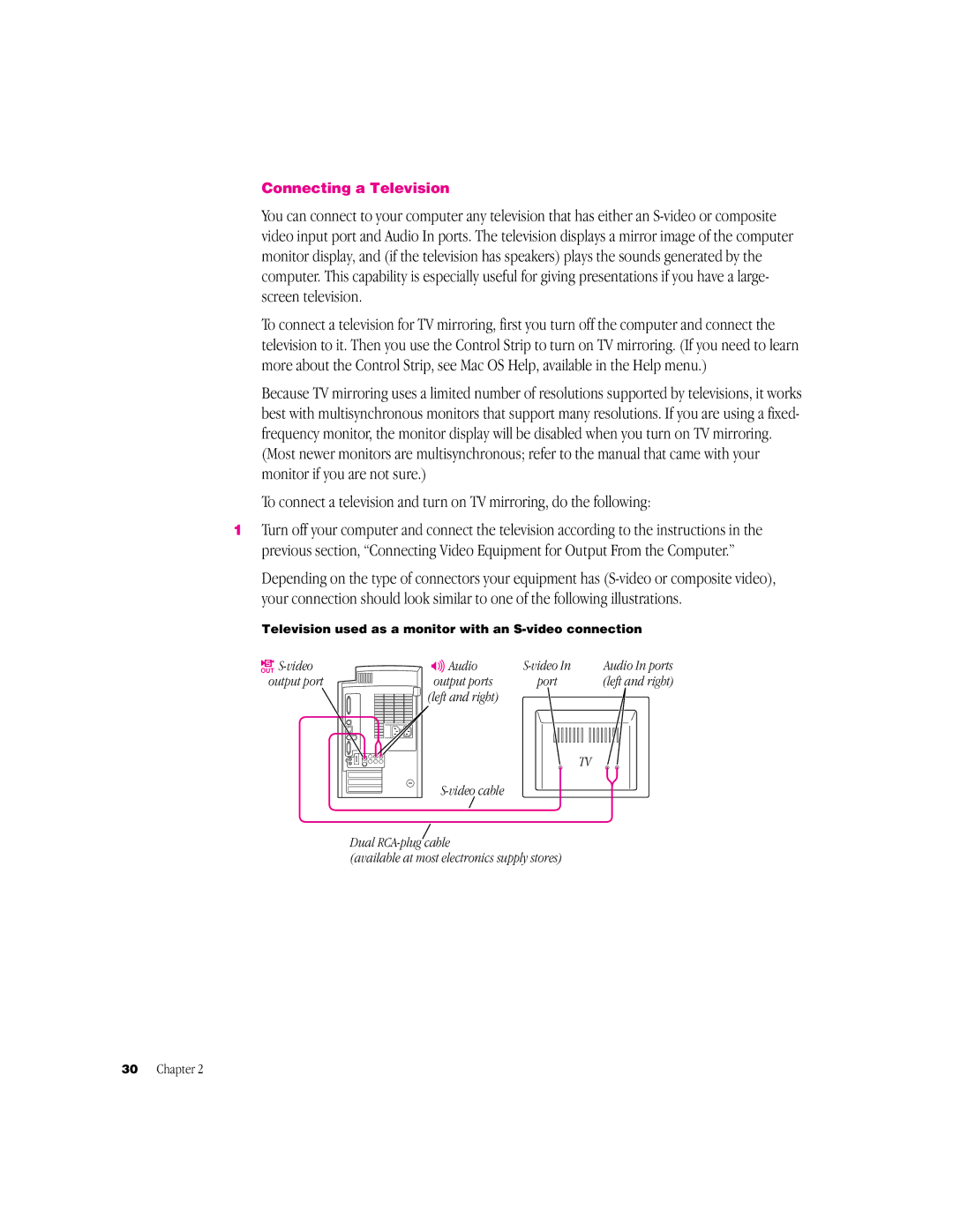 Apple G3 Minitower manual Connecting a Television, Video Audio, Output port Output ports 