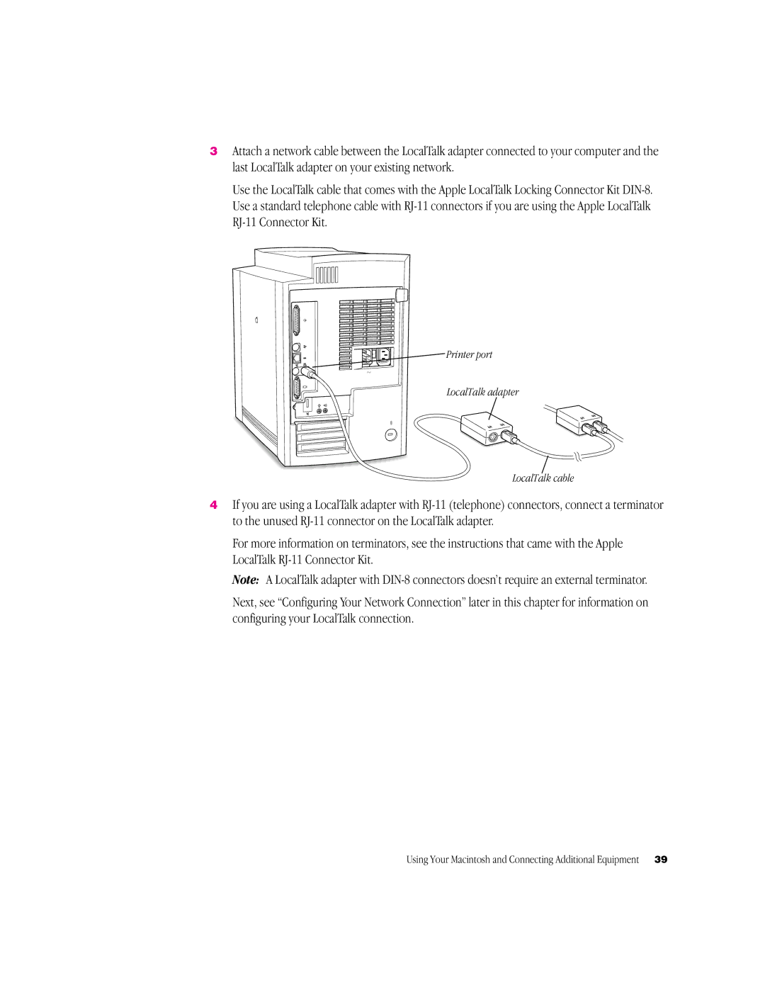 Apple G3 Minitower manual Printer port LocalTalk adapter LocalTalk cable 