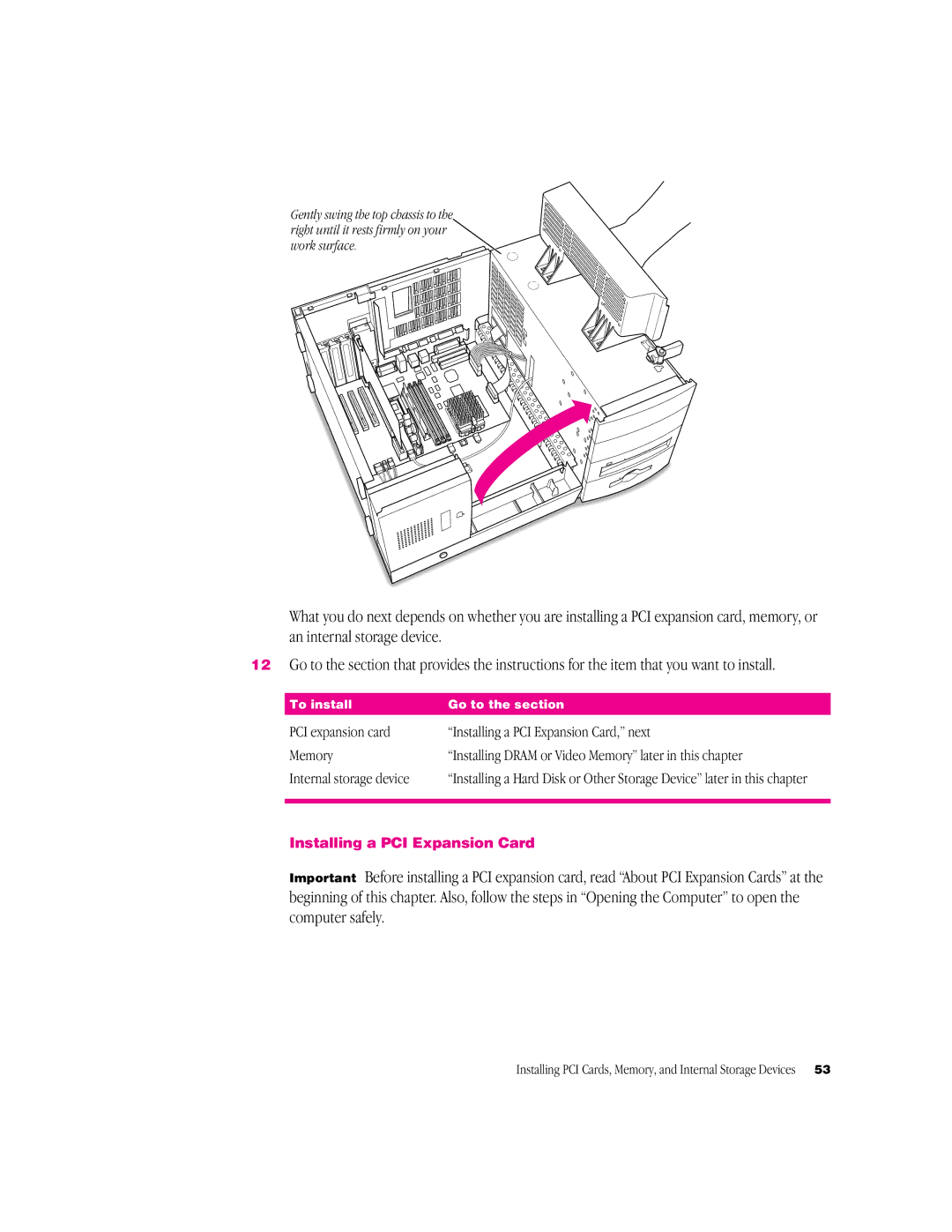 Apple G3 Minitower manual Installing a PCI Expansion Card 