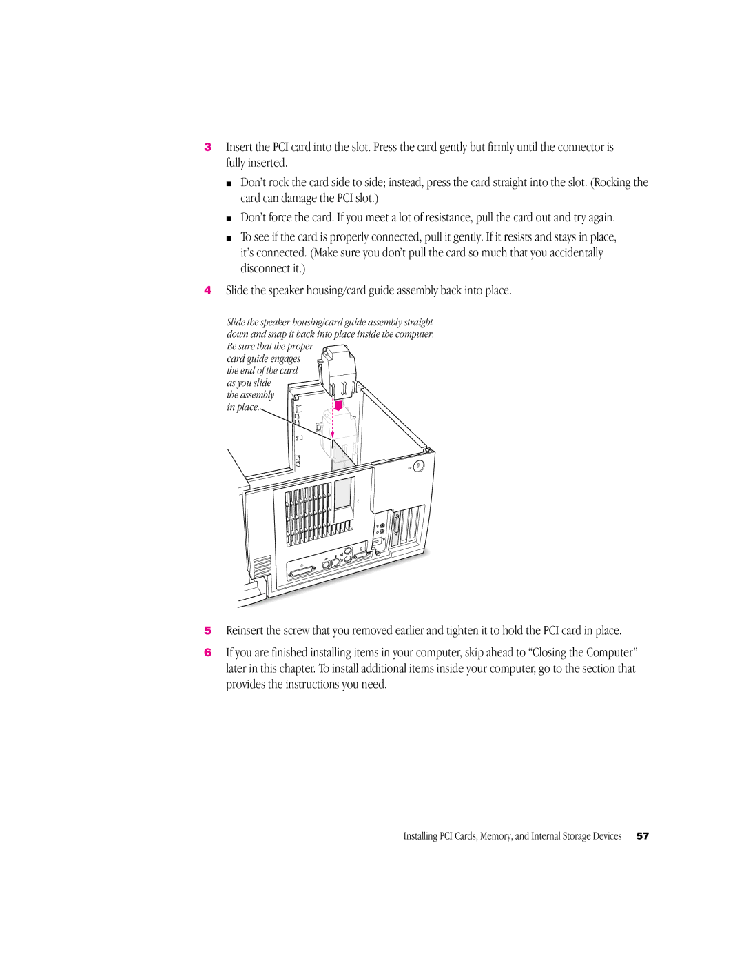 Apple G3 Minitower manual Installing PCI Cards, Memory, and Internal Storage Devices 