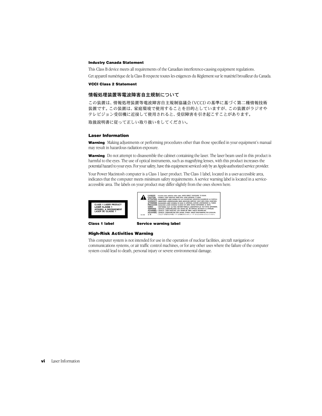 Apple G3 Minitower manual Vi Laser Information 