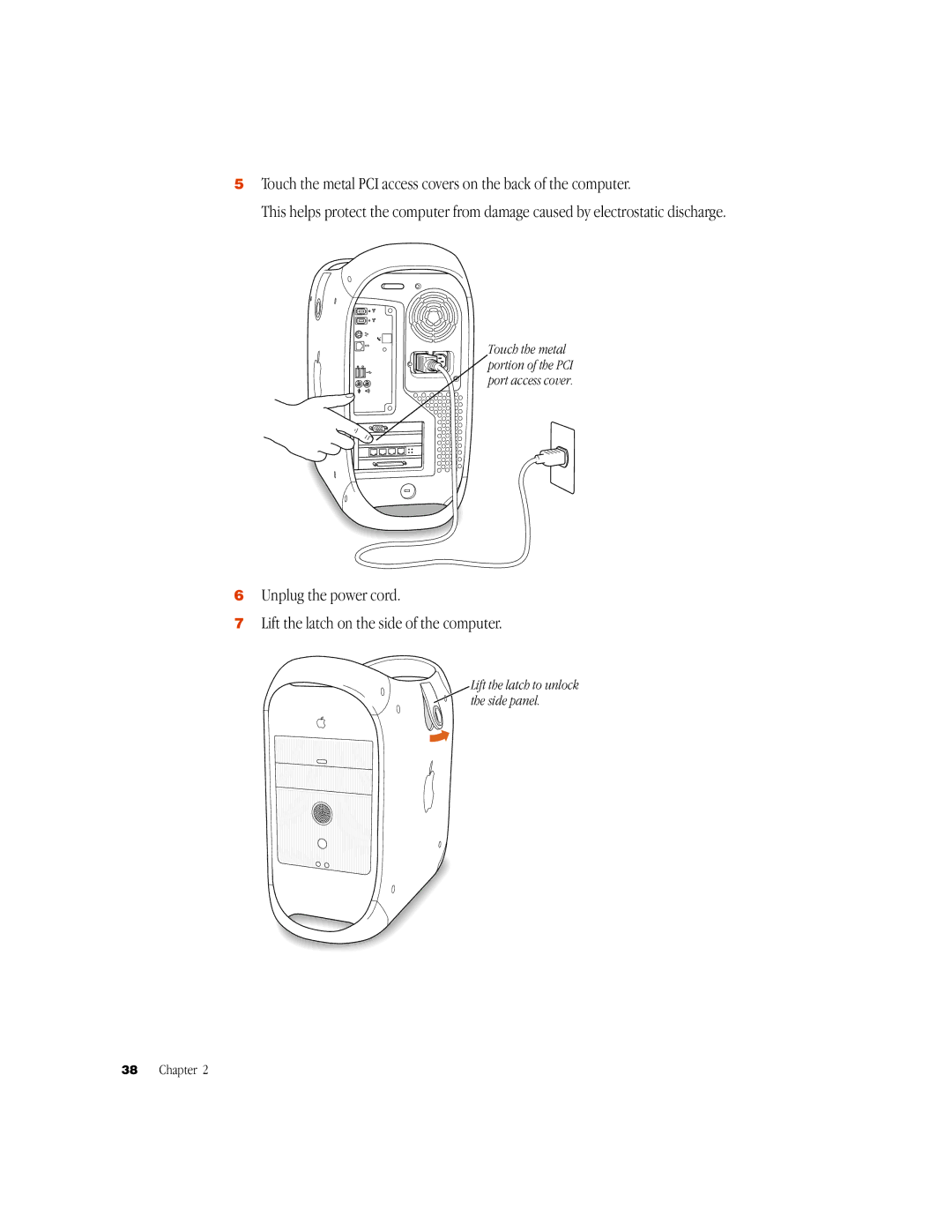 Apple G3 manual Touch the metal portion of the PCI port access cover 