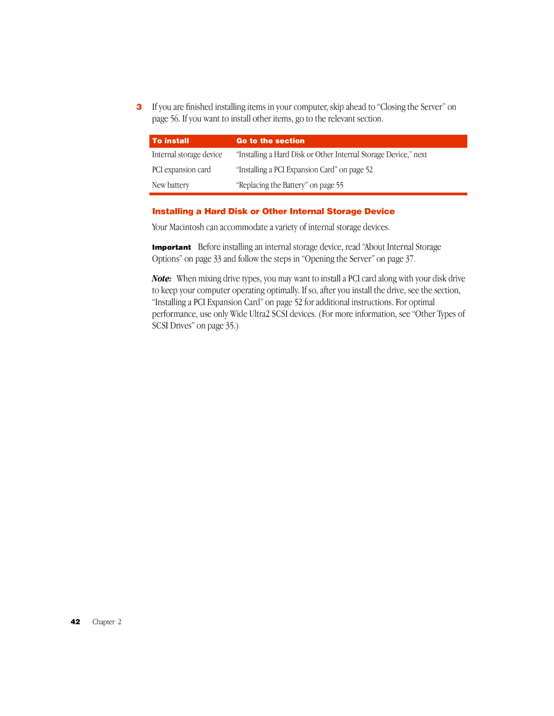 Apple G3 manual Installing a Hard Disk or Other Internal Storage Device 