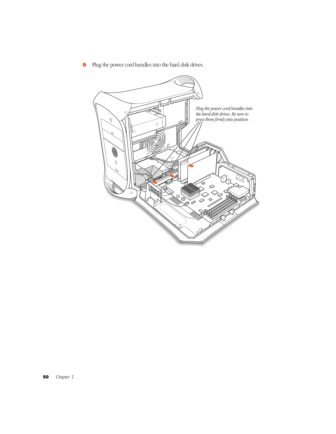 Apple G3 manual Plug the power cord bundles into the hard disk drives 