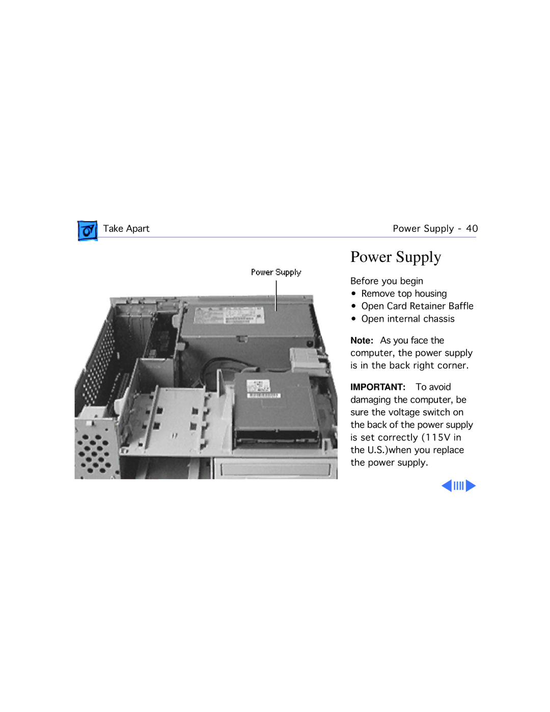 Apple G3 manual Power Supply 