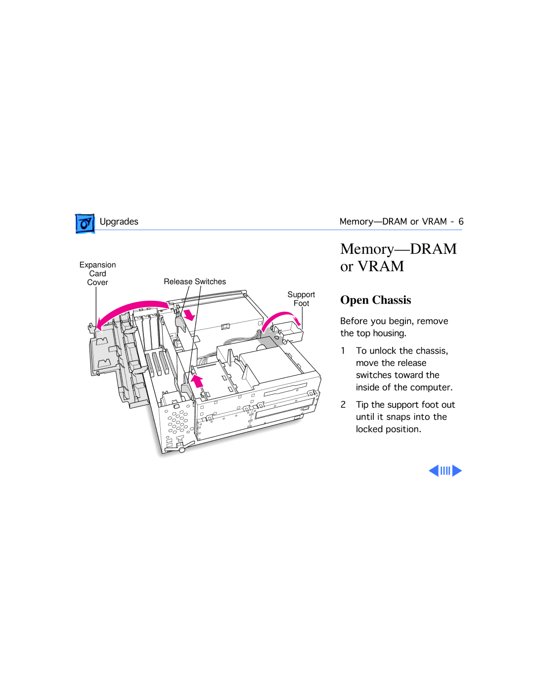 Apple G3 manual Memory-DRAM or Vram, Open Chassis 