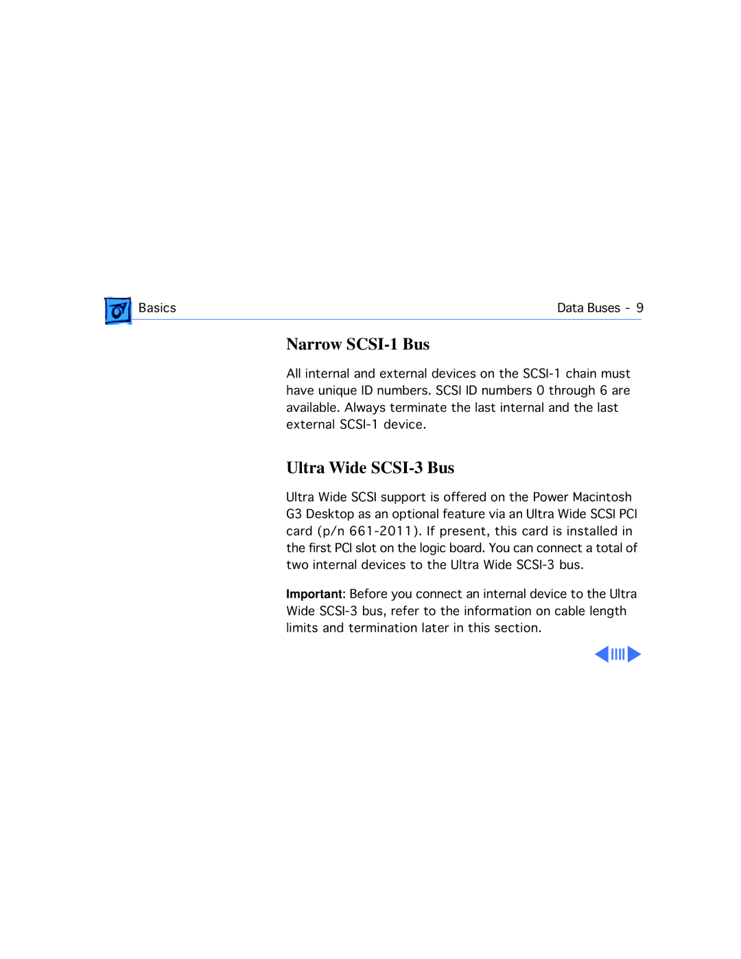 Apple G3 manual Narrow SCSI-1 Bus, Ultra Wide SCSI-3 Bus 