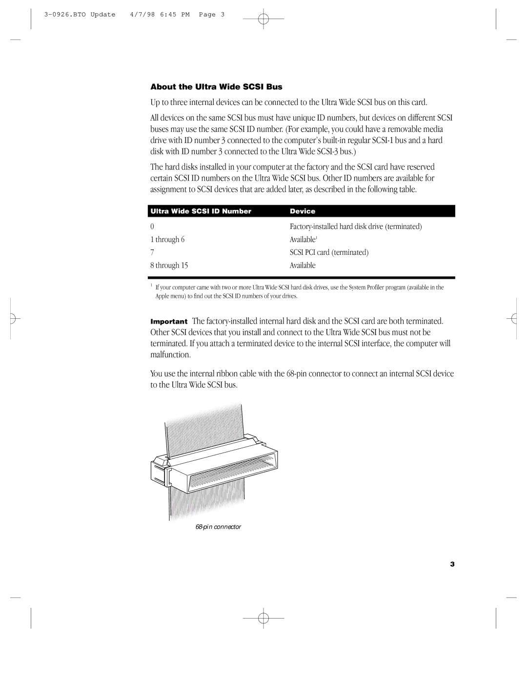 Apple G3 manual About the Ultra Wide Scsi Bus 