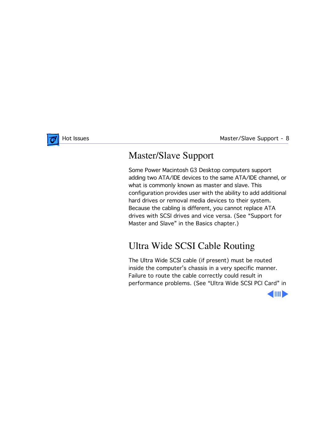 Apple G3 manual Master/Slave Support, Ultra Wide Scsi Cable Routing 