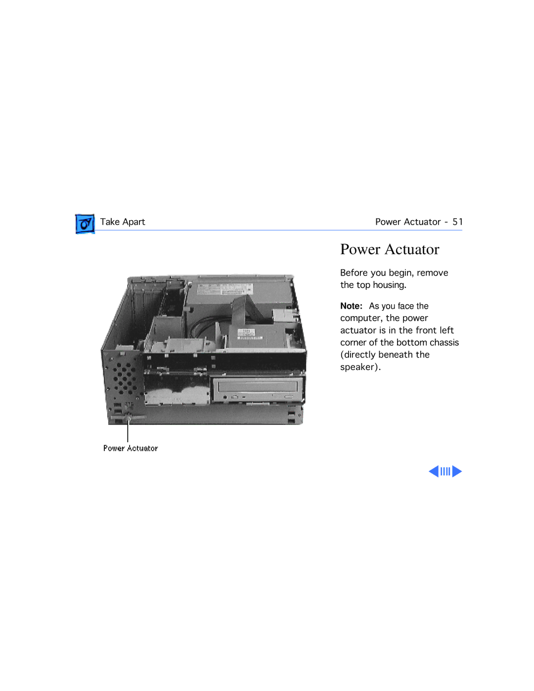 Apple G3 manual Power Actuator 