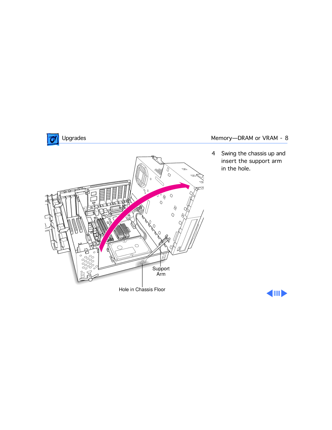 Apple G3 manual Support Arm Hole in Chassis Floor 