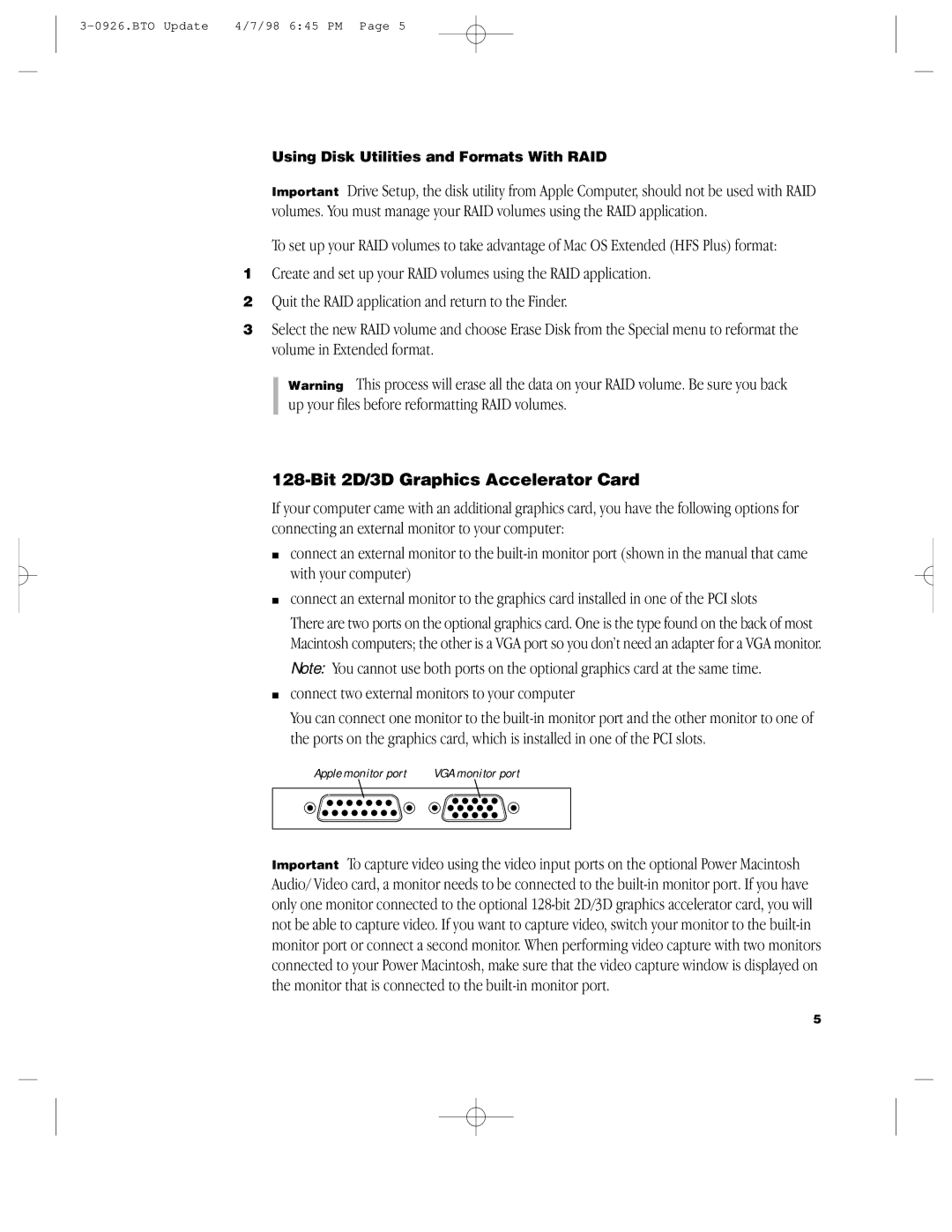 Apple G3 manual Bit 2D/3D Graphics Accelerator Card 