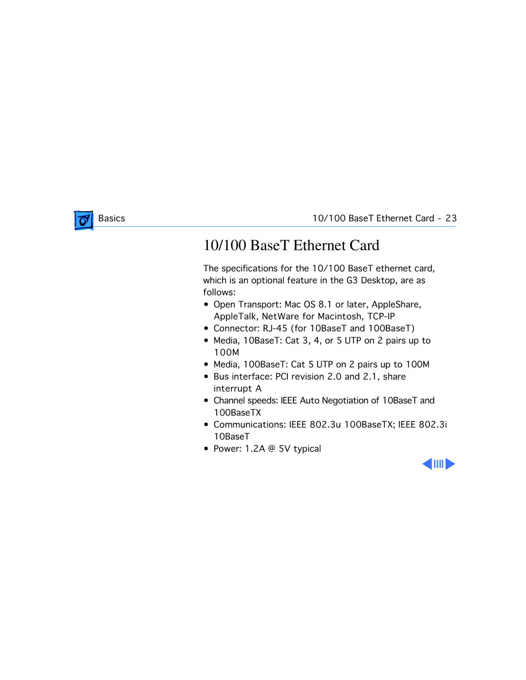 Apple G3 manual 10/100 BaseT Ethernet Card 