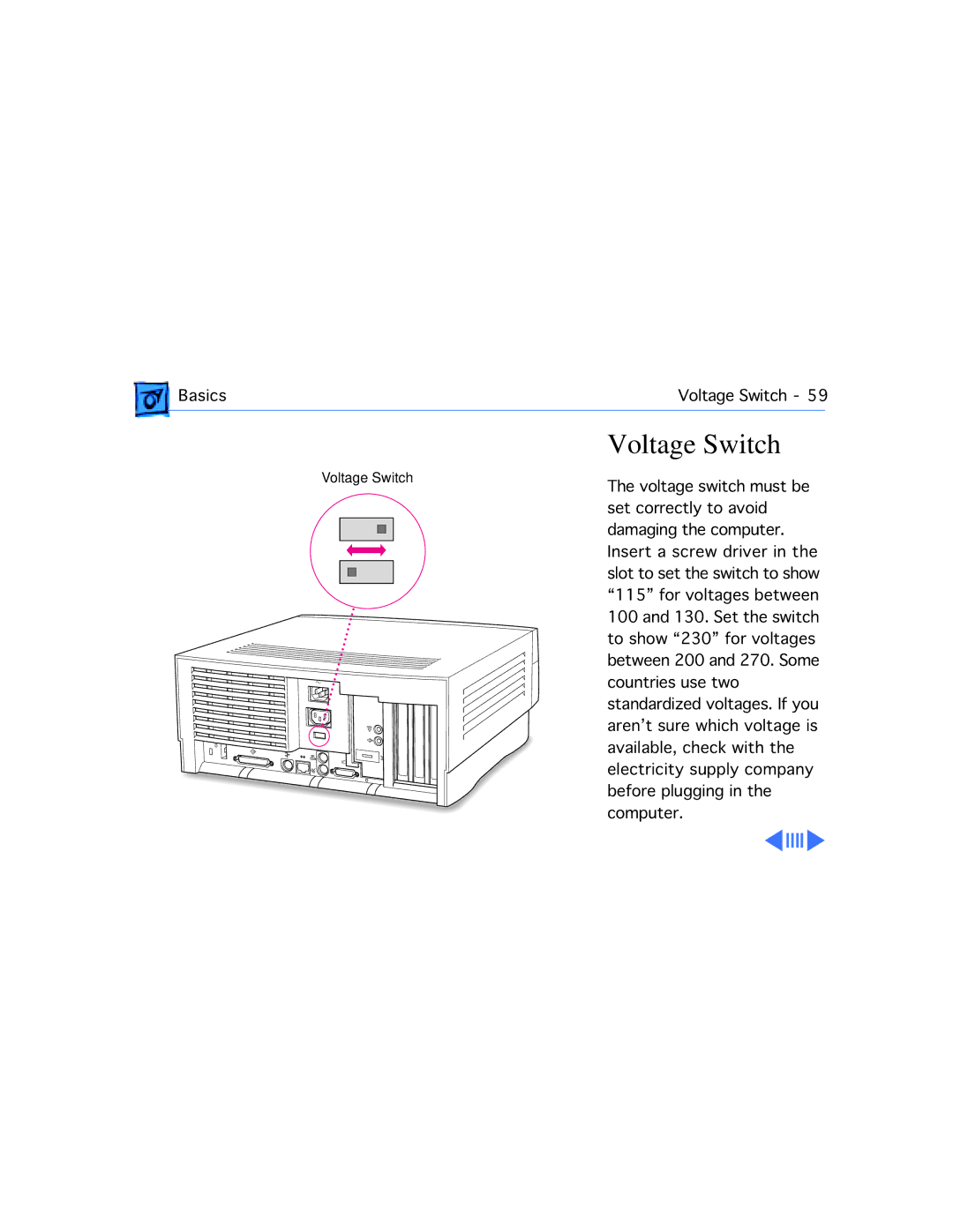 Apple G3 manual Voltage Switch 