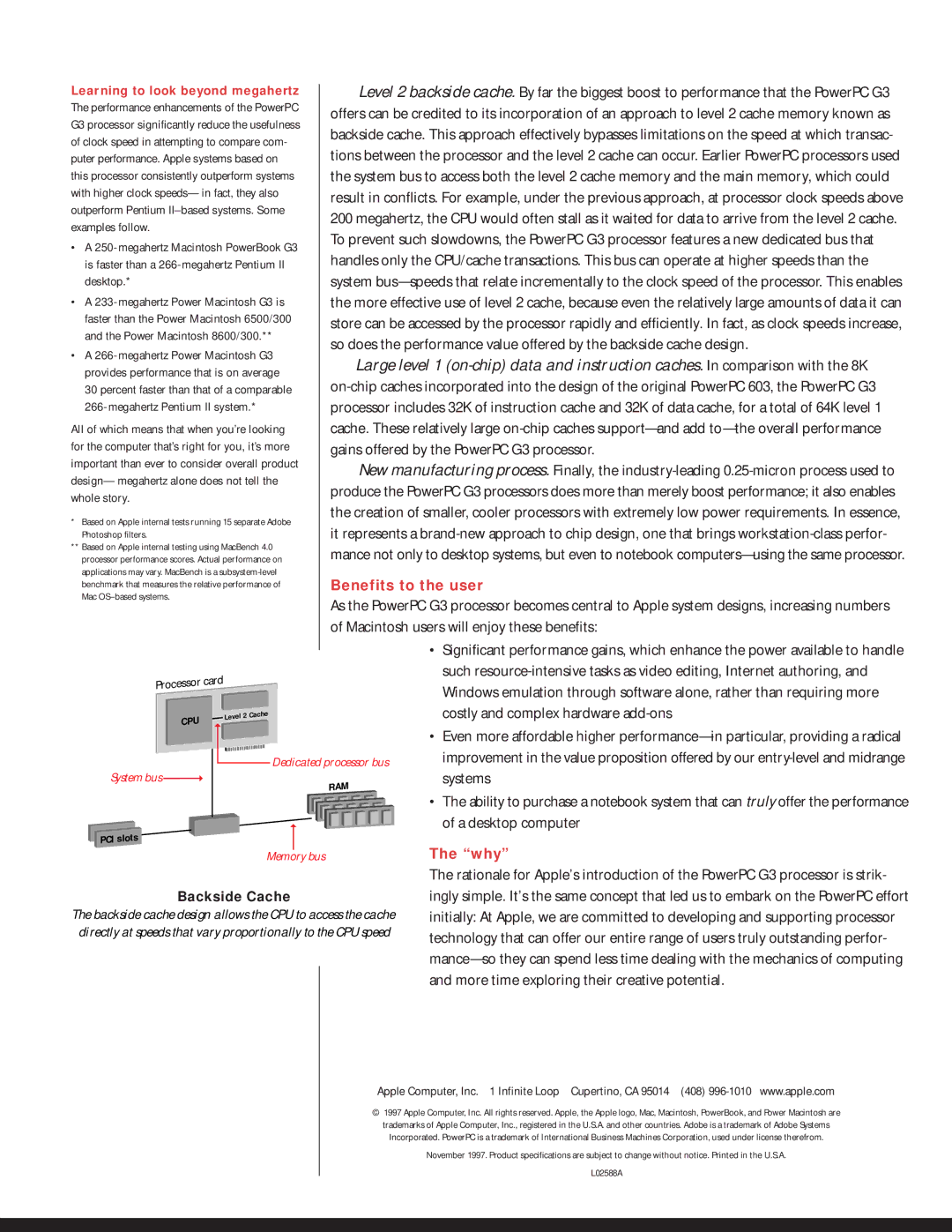 Apple G3 manual Benefits to the user 