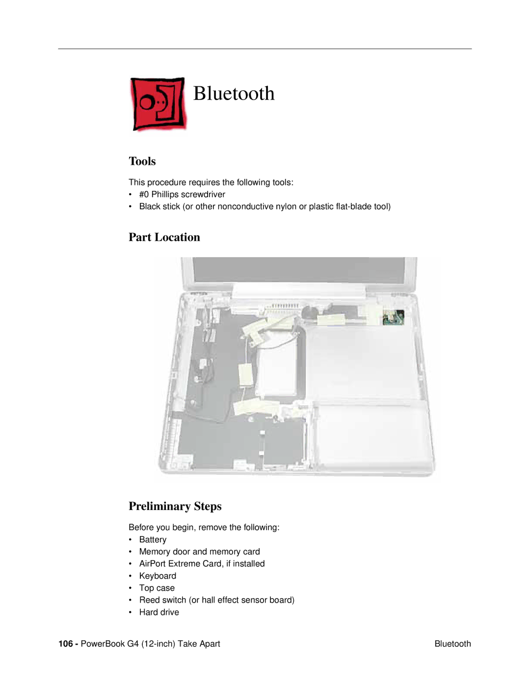 Apple G4 (12-INCH DVI) manual Bluetooth, Tools 