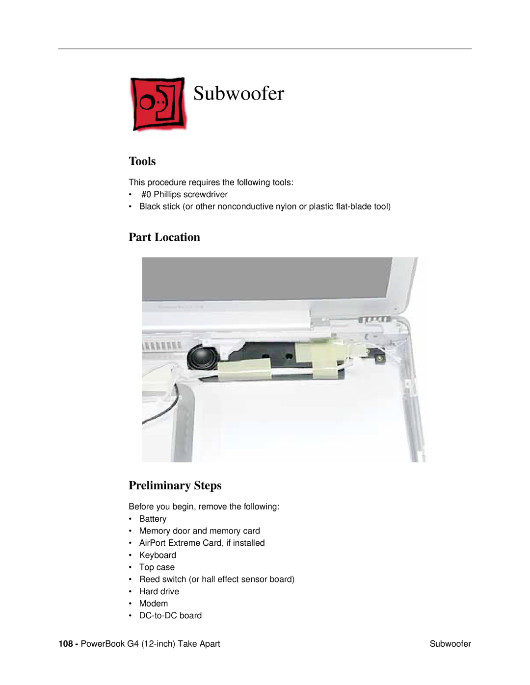 Apple G4 (12-INCH DVI) manual Subwoofer 