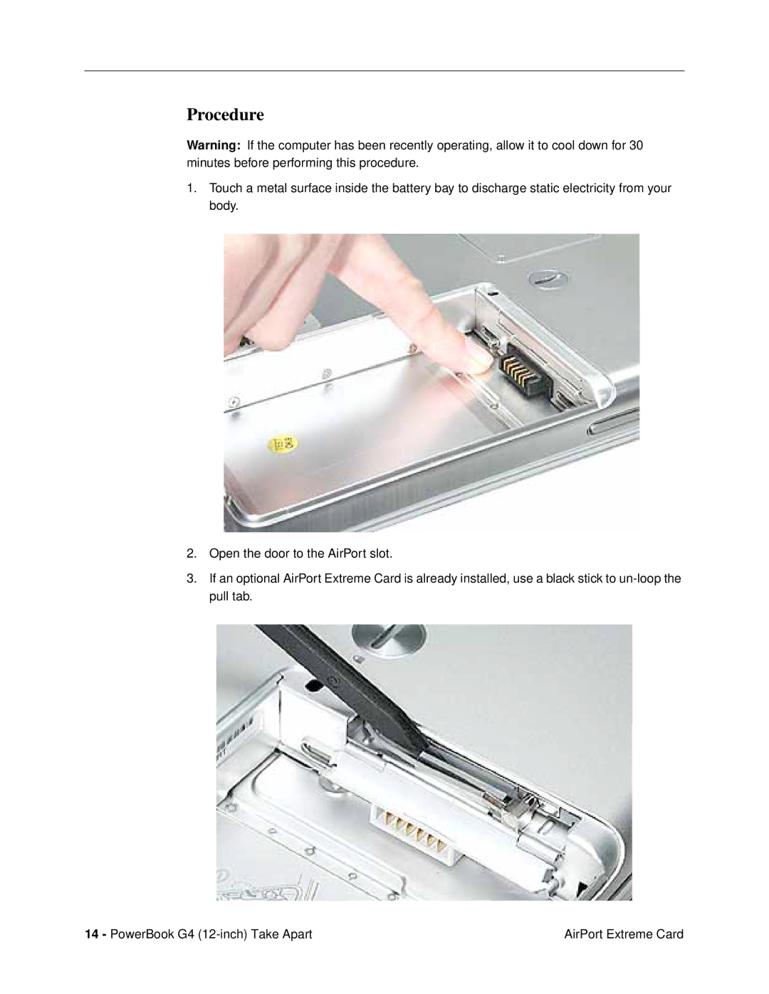 Apple G4 (12-INCH DVI) manual Procedure 