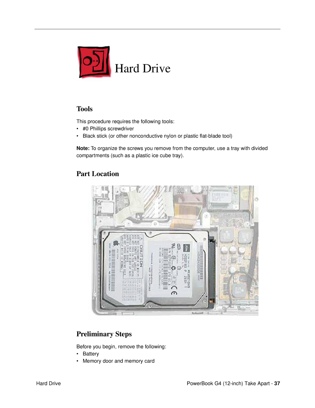 Apple G4 (12-INCH DVI) manual Hard Drive 