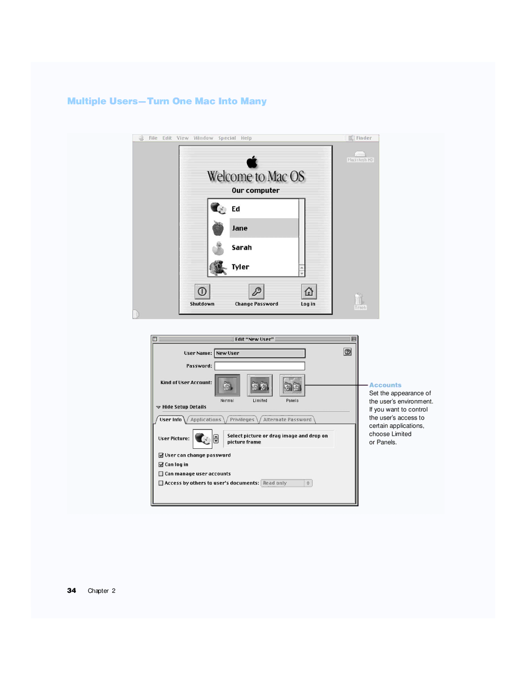 Apple G4 15 manual Multiple Users-Turn One Mac Into Many, Accounts 