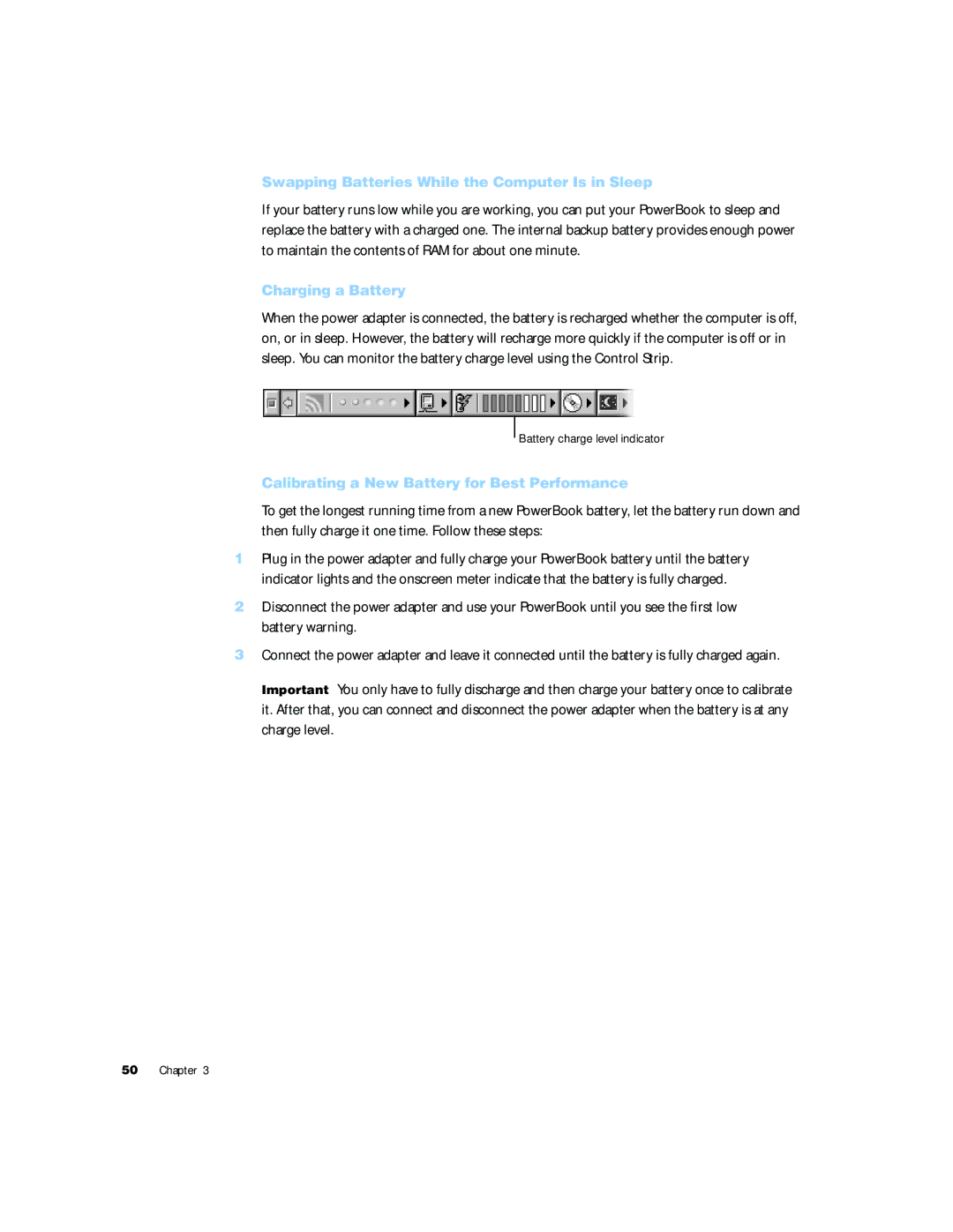 Apple G4 15 manual Swapping Batteries While the Computer Is in Sleep, Charging a Battery 