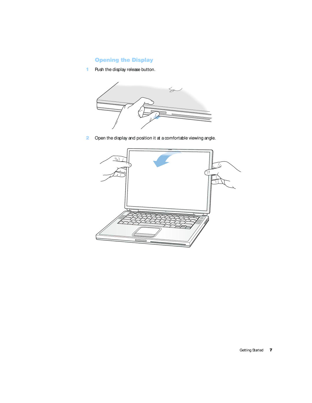 Apple G4 15 manual Opening the Display 