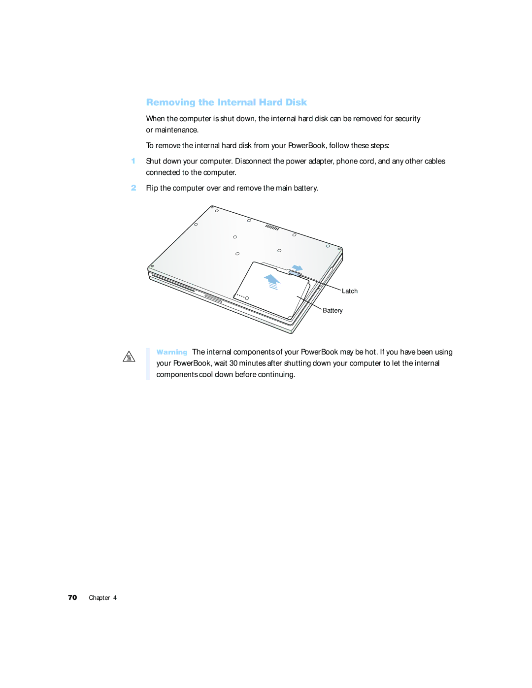 Apple G4 15 manual Removing the Internal Hard Disk 