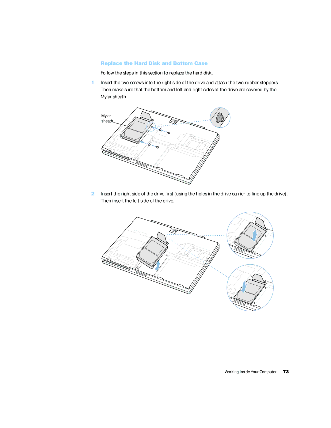 Apple G4 15 manual Replace the Hard Disk and Bottom Case 