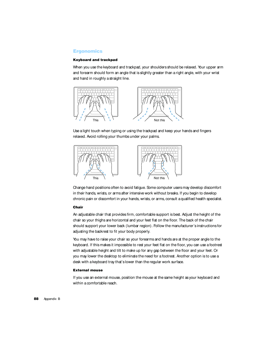 Apple G4 15 manual Ergonomics 