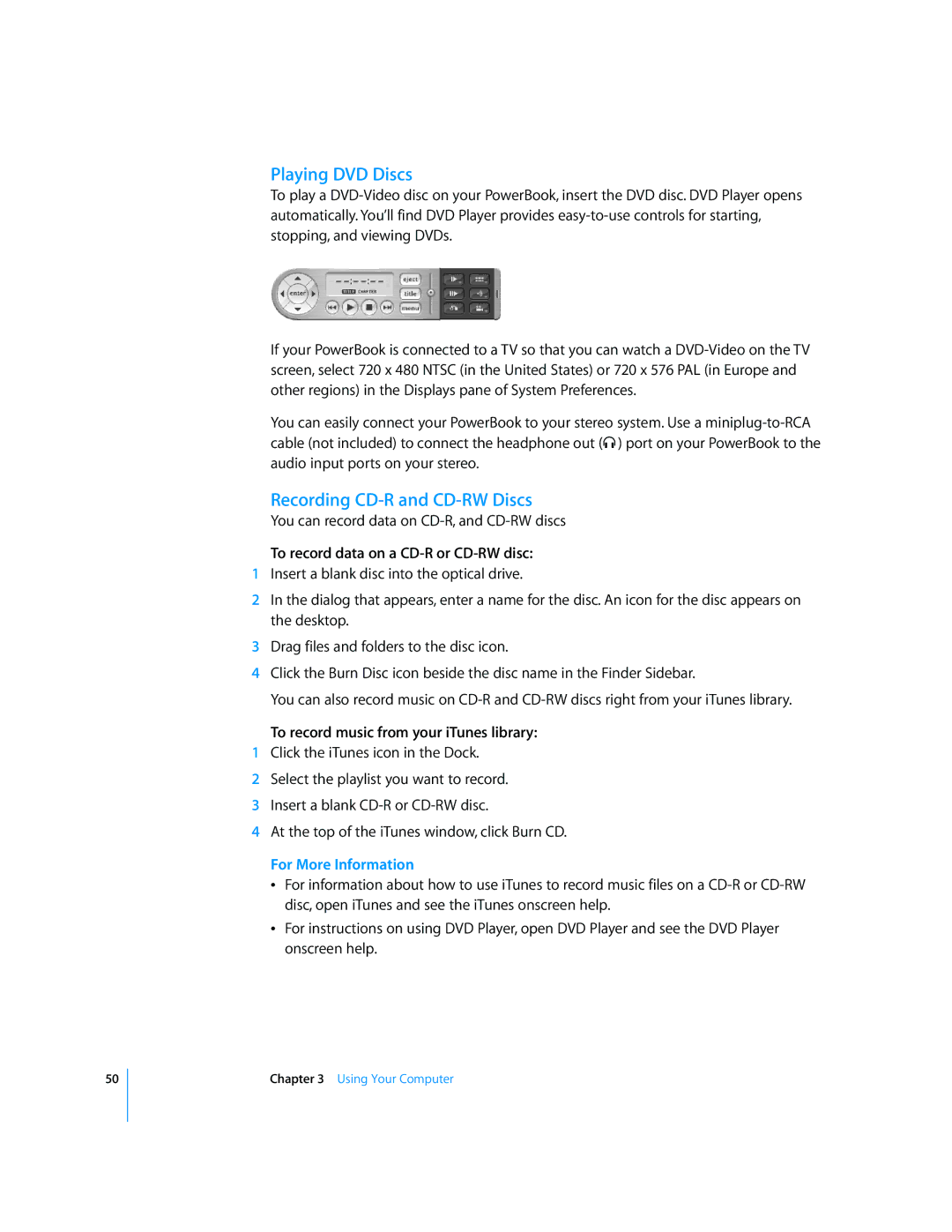 Apple G4 17-inch manual Playing DVD Discs, Recording CD-R and CD-RW Discs, To record data on a CD-R or CD-RW disc 