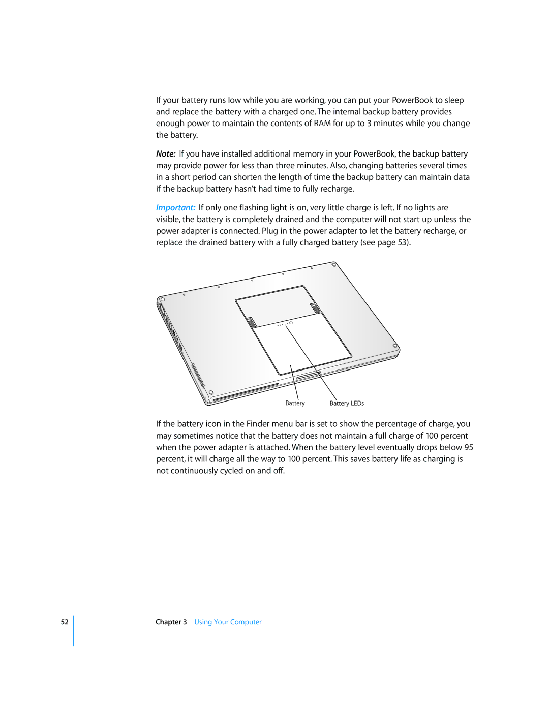 Apple G4 17-inch manual Battery 